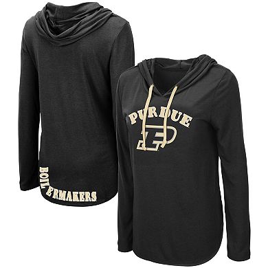 Women's Colosseum Black Purdue Boilermakers My Lover Lightweight Hooded Long Sleeve T-Shirt