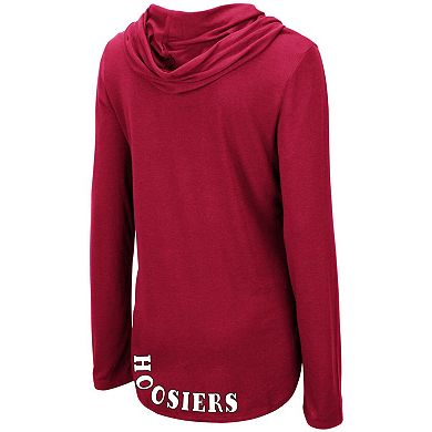 Women's Colosseum Crimson Indiana Hoosiers My Lover Lightweight Hooded Long Sleeve T-Shirt