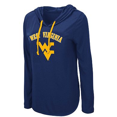 Women's Colosseum Navy West Virginia Mountaineers My Lover Lightweight Hooded Long Sleeve T-Shirt