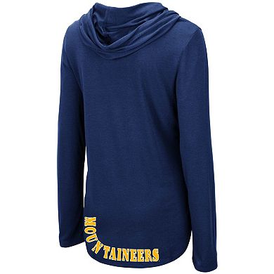 Women's Colosseum Navy West Virginia Mountaineers My Lover Lightweight Hooded Long Sleeve T-Shirt