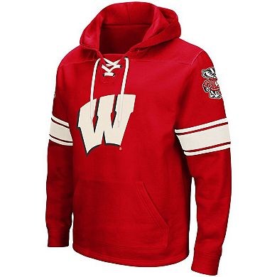 Men's Colosseum Red Wisconsin Badgers 2.0 Lace-Up Pullover Hoodie