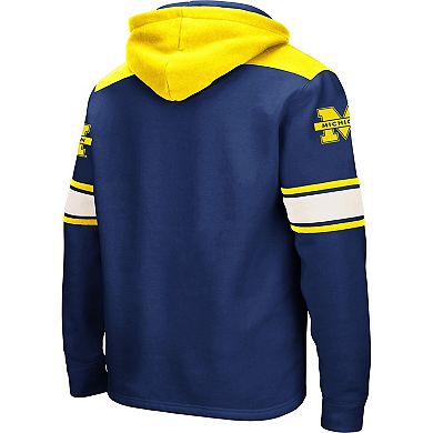 Men's Colosseum Navy Michigan Wolverines 2.0 Lace-Up Pullover Hoodie
