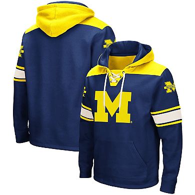 Men's Colosseum Navy Michigan Wolverines 2.0 Lace-Up Pullover Hoodie