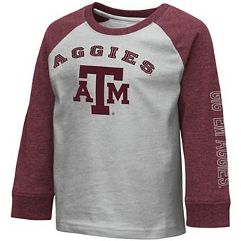 Toddler Colosseum Heathered Gray Texas A&M Aggies Long Sleeve Raglan T-Shirt