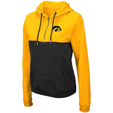Women's Colosseum Gold/Charcoal Iowa Hawkeyes Aidan Lightweight Half-Zip Hoodie