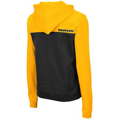 Women's Colosseum Gold/Charcoal Iowa Hawkeyes Aidan Lightweight Half-Zip Hoodie