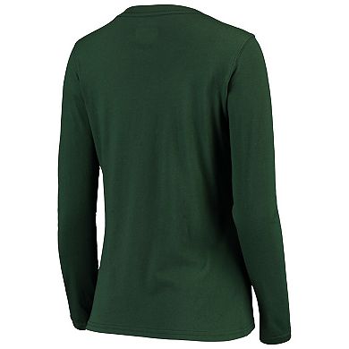 Women's G-III 4Her by Carl Banks Green Green Bay Packers Post Season Long Sleeve V-Neck T-Shirt