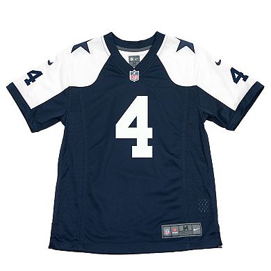 Youth Nike Dak Prescott Navy Dallas Cowboys Throwback Game Jersey