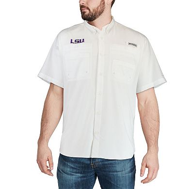 Men's Columbia White LSU Tigers PFG Tamiami Shirt