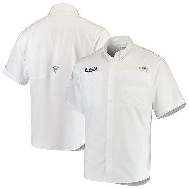 Men's Columbia White LSU Tigers PFG Tamiami Shirt