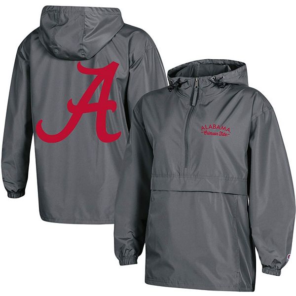 Women's Champion Charcoal Alabama Crimson Tide Packable Half-Zip Light Rain  Jacket