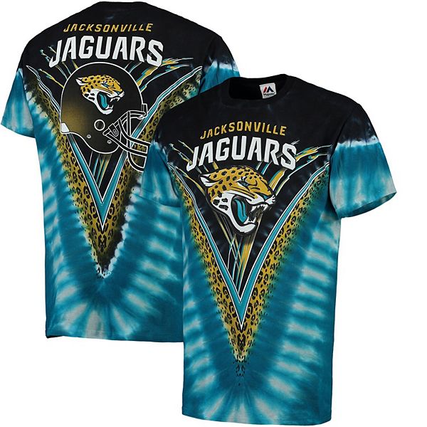 Men's Majestic Black/Teal Jacksonville Jaguars V Tie-Dye T-Shirt