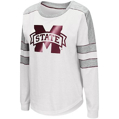 Women's Colosseum White Mississippi State Bulldogs Trey Dolman Long Sleeve T-Shirt