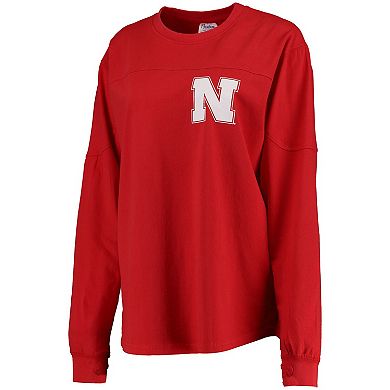 Women's Pressbox Scarlet Nebraska Huskers The Big Shirt Oversized Long Sleeve T-Shirt