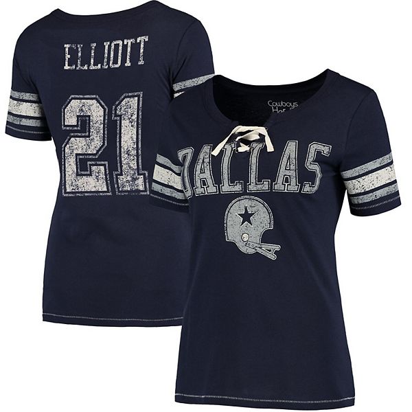 Women's Navy Dallas Cowboys Avery Lace-Up V-Neck Jersey