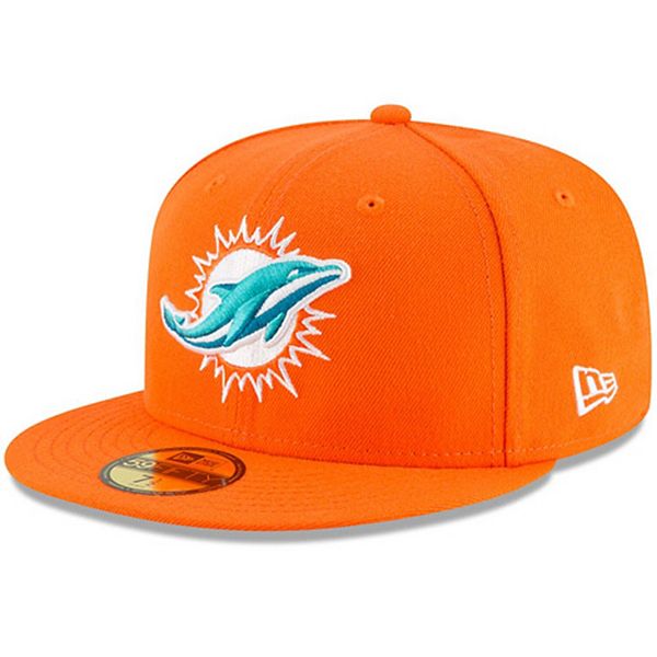 NFL Mens Miami Dolphins On Field 5950 Orange Game Cap By New Era