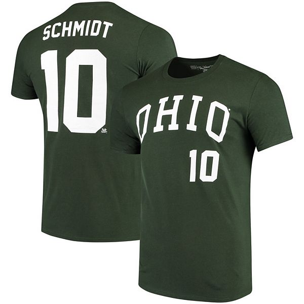 Men's Original Retro Brand Mike Schmidt Green Ohio Bobcats Name & Number  T-Shirt