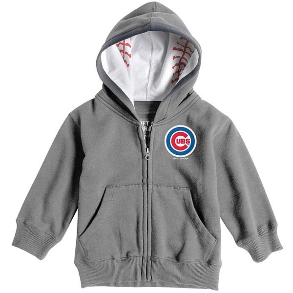 Toddler Soft as a Grape Heathered Gray Chicago Cubs Baseball Print