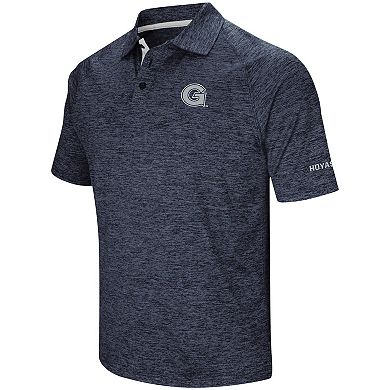 Men's Colosseum Heathered Navy Georgetown Hoyas Down Swing Raglan Polo