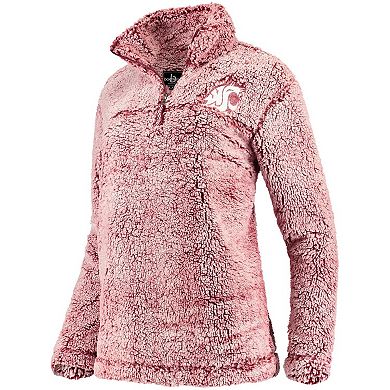 Women's Crimson Washington State Cougars Sherpa Super Soft Quarter Zip Pullover Jacket