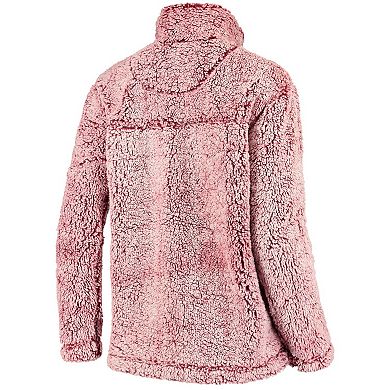 Women's Crimson Washington State Cougars Sherpa Super Soft Quarter Zip Pullover Jacket