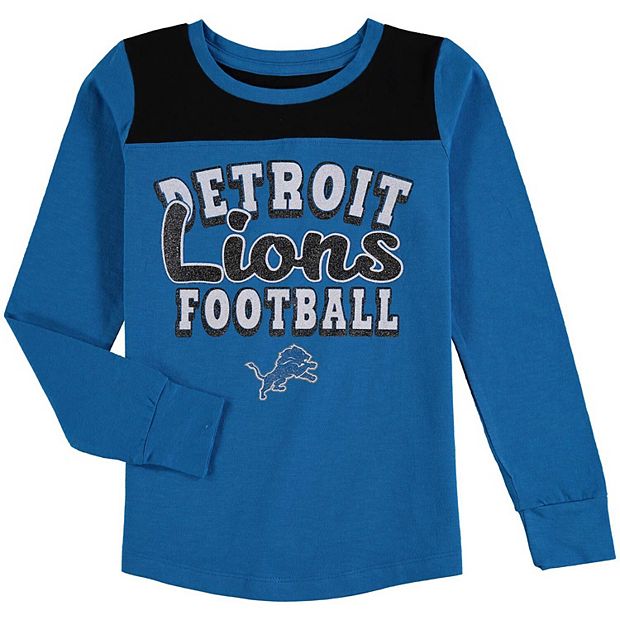 Detroit Lions Women's NFL Team Apparel 3/4 Length Sleeve Shirt with Sequins