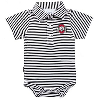 Infant Garb Black/White Ohio State Buckeyes Carson Striped Short Sleeve Bodysuit