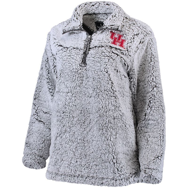 Womens Gray Houston Cougars Sherpa Super Soft Quarter Zip Pullover Jacket,