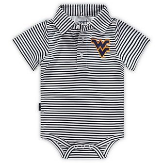 Infant Garb Navy/White West Virginia Mountaineers Carson Striped Short Sleeve Bodysuit