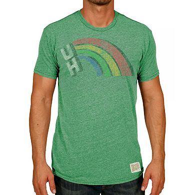 Men's Original Retro Brand Heather Green Hawaii Warriors Vintage Rainbow Tri-Blend T-Shirt