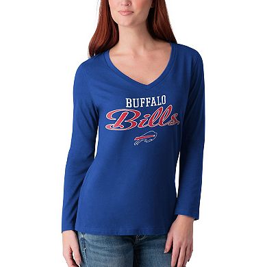 Women's G-III 4Her by Carl Banks Royal Buffalo Bills Post Season Long Sleeve V-Neck T-Shirt