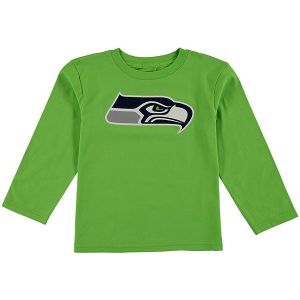 Preschool Neon Green Seattle Seahawks Team Logo Long Sleeve