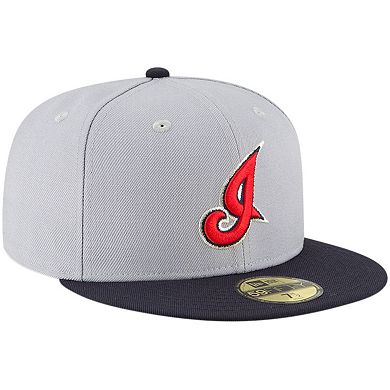 Men's New Era Gray Cleveland Indians Cooperstown Collection Wool 59FIFTY Fitted Hat