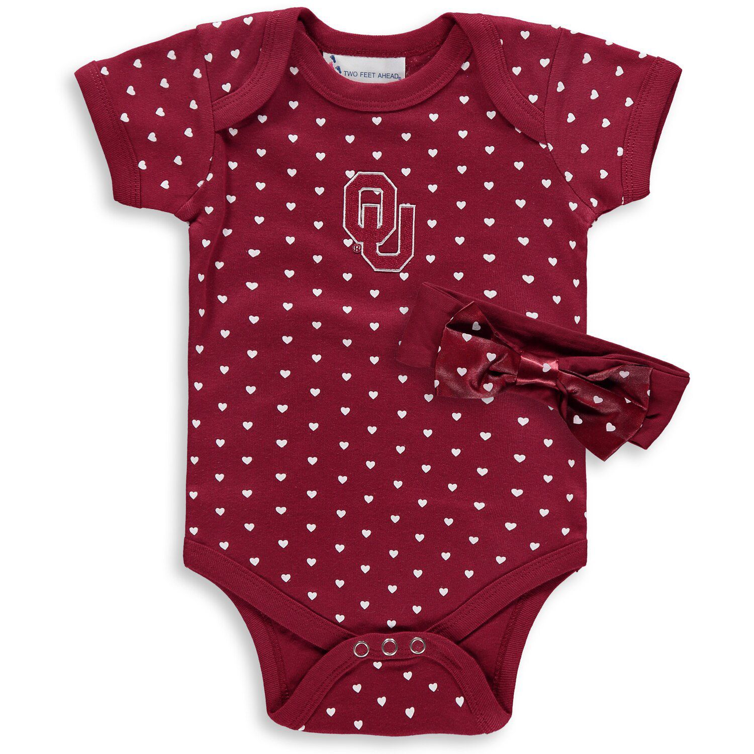 Image for Unbranded Girls Newborn & Infant Crimson Oklahoma Sooners Hearts Bodysuit and Headband Set at Kohl's.