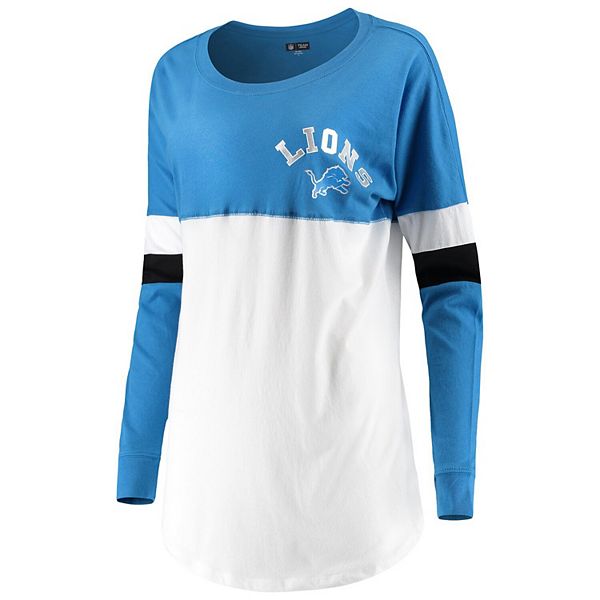 Women's New Era Blue Detroit Lions Varsity Cold Shoulder T-Shirt