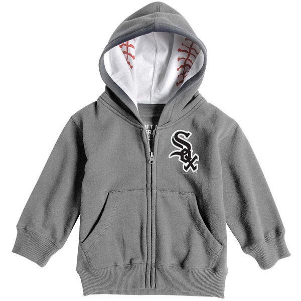 Toddler Soft as a Grape Heathered Gray Chicago White Sox Baseball Print  Full-Zip Hoodie
