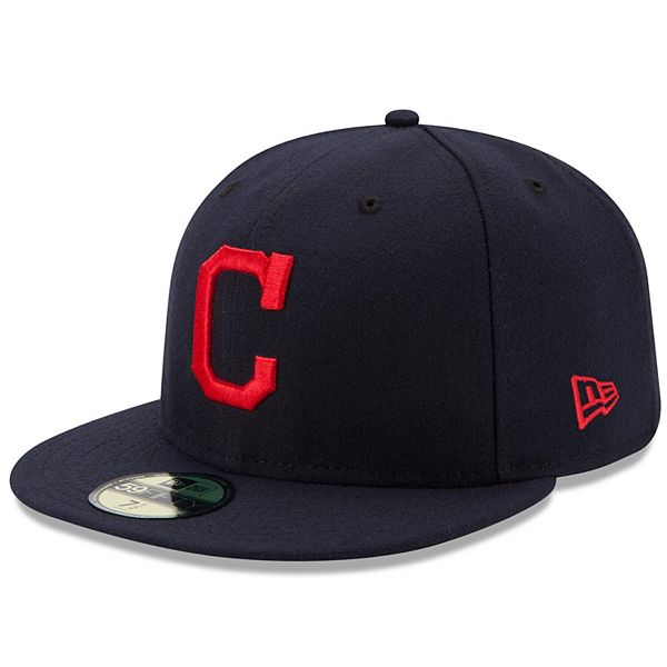 Men's New Era Navy Cleveland Indians Road Authentic Collection On Field  59FIFTY Fitted Hat