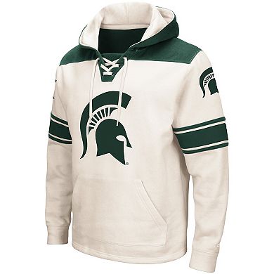 Men's Colosseum Cream Michigan State Spartans 2.0 Lace-Up Pullover Hoodie