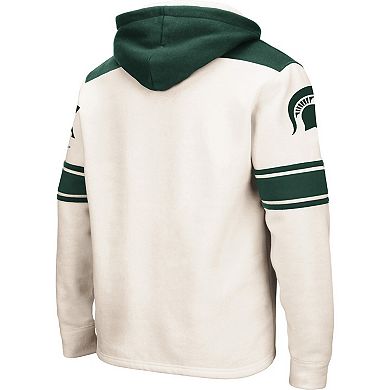 Men's Colosseum Cream Michigan State Spartans 2.0 Lace-Up Pullover Hoodie