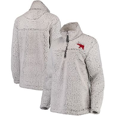 Women's Gray Alabama Crimson Tide Sherpa Super-Soft Quarter-Zip Pullover Jacket