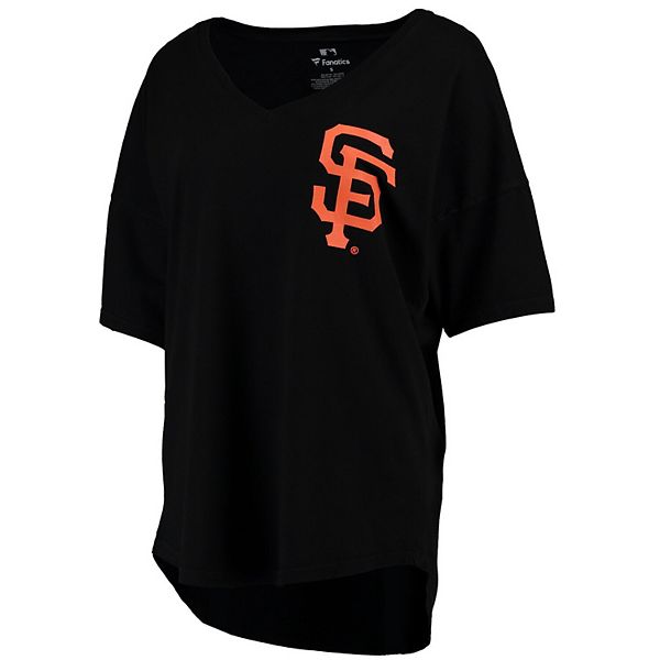 Women's Black San Francisco Giants Oversized Spirit Jersey V-Neck T-Shirt
