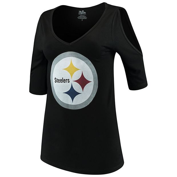 Women's Majestic Threads Black Pittsburgh Steelers Cold Shoulder 3