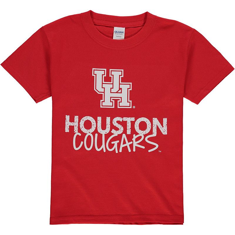 Youth Red Houston Cougars Logo T-Shirt, Boys, Size: YTH Large