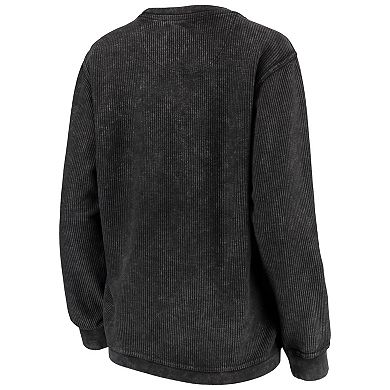 Women's Pressbox Black Oklahoma State Cowboys Comfy Cord Vintage Wash Basic Arch Pullover Sweatshirt