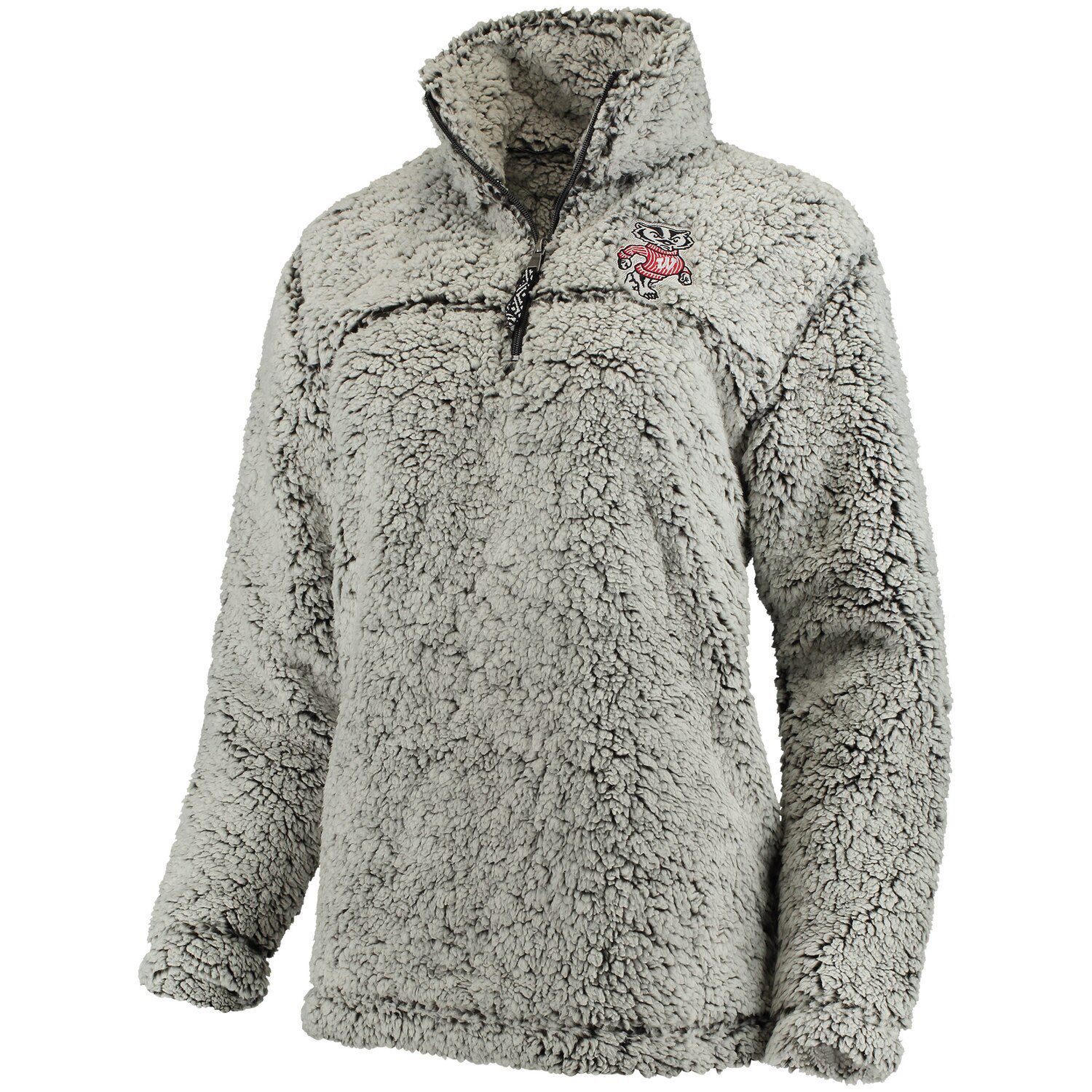 grey fluffy quarter zip