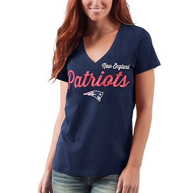 Women's G-III 4Her by Carl Banks Navy New England Patriots Post Season V-Neck T-Shirt