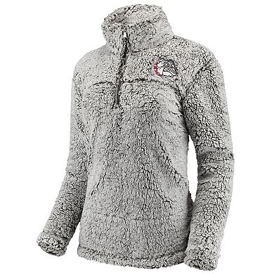 Women's Gray Gonzaga Bulldogs Sherpa Super Soft Quarter Zip Pullover Jacket