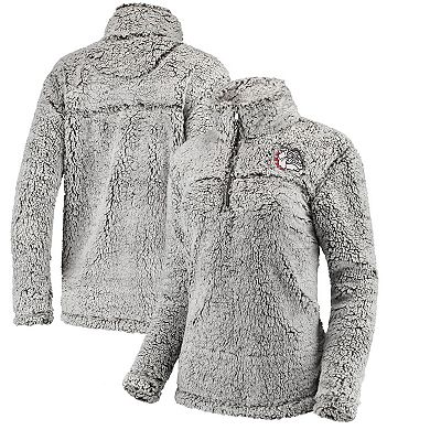 Women's Gray Gonzaga Bulldogs Sherpa Super Soft Quarter Zip Pullover Jacket