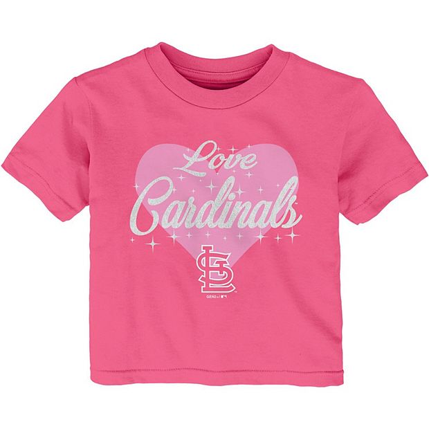 Girls Infant Pink St. Louis Cardinals Heart Stars T-Shirt