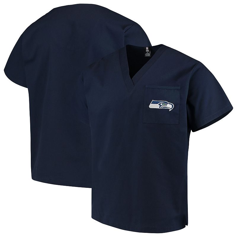 Mens Concepts Sport College Navy Seattle Seahawks Scrub Top, Size: Large, 